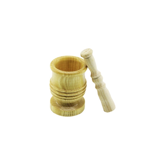 ORTA BOY  LÜX AHŞAP HAVAN SARIMSAK DÖVECEK Ç: 7.3CM--D: 6.5CM--Y: 10.5CM FİLELİ AMBALAJ (5343)