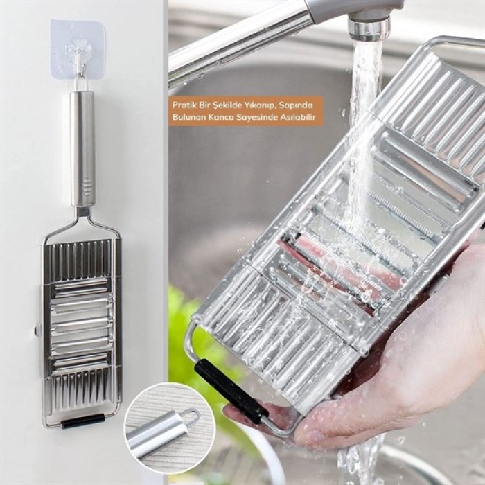 Ayarlanabilir 3 Farklı Başlıklı Tutmalı Sebze Dilimleyici Peynir Rendeleyici Aparat (5343)