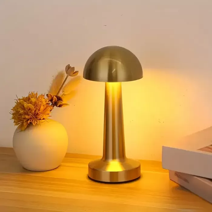 Forlife Dekoratif Şarjlı LED Mantar Masa Lambası Gold FL-8055 (5343)