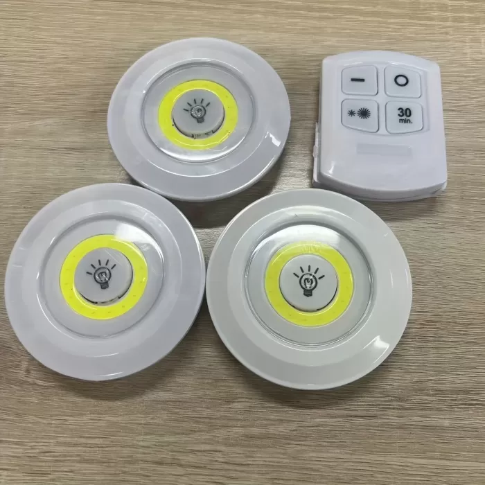 Uzaktan Kumandalı Yapışkanlı 3&amp;apos;lü Led Spot Lamba (5343)