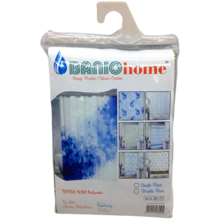 POLYESTER ÇİFT KANAT SU İTİCİ BANYO PERDESİ 90X200CM (5343)