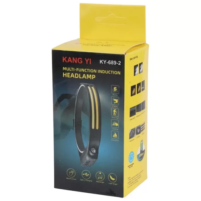 Sensörlü Far COB Led Far Şarj Edilebilir Kafa Feneri 18650 Dahili Pil Açık Hava Balıkçılık Kamp Baş Feneri Fener (5343)