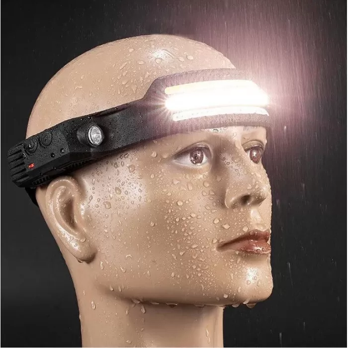 Sensörlü Far COB Led Far Şarj Edilebilir Kafa Feneri 18650 Dahili Pil Açık Hava Balıkçılık Kamp Baş Feneri Fener (5343)