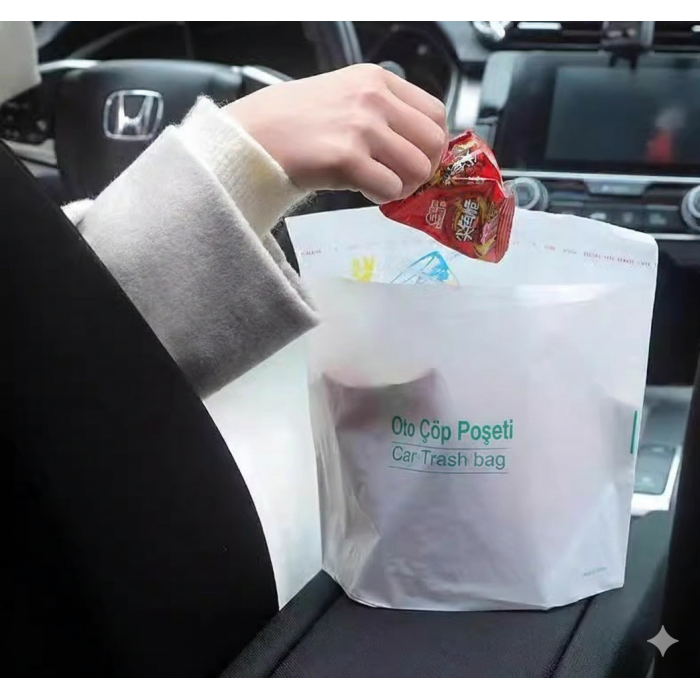 Pratik Su Geçirmez Oto Araba Çöp Poşeti Yapışkanlı 20 Adet (5343)