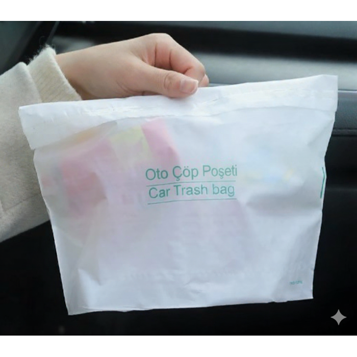 Pratik Su Geçirmez Oto Araba Çöp Poşeti Yapışkanlı 20 Adet (5343)