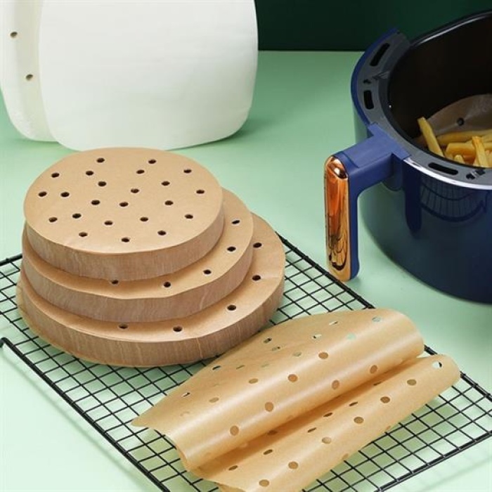 50 Adet Air Fryer Pişirme Kağıdı Tek Kullanımlık Gıda Pişirme Kağıdı Delikli Yuvarlak Model (5343)