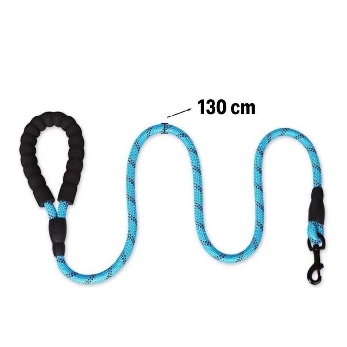 Reflektörlü Fosforlu Köpek Gezdirme Halatı Tasma Kayışı Metal Kancalı 130 cm (5343)