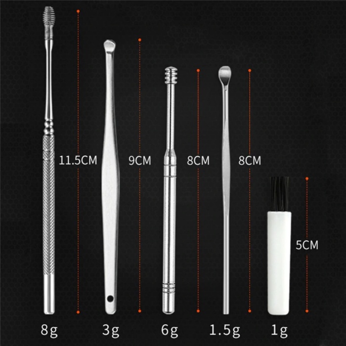 6 Parça Paslanmaz Çelik Kulak Balmumu Toplayıcı Çıkarıcı Temizleyici Bakımı Çubuk Seti (5343)
