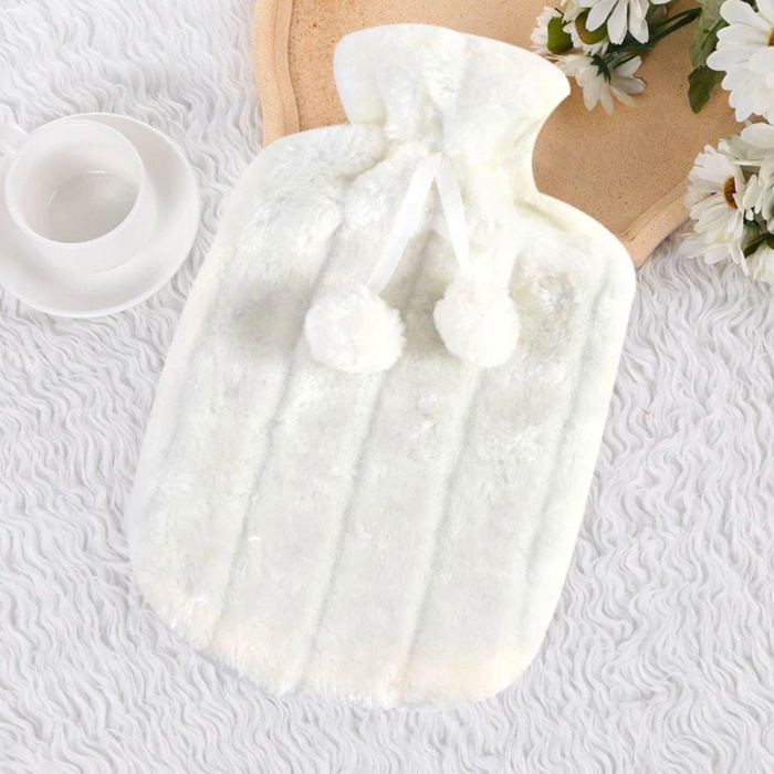 2 Litre Ponponlu Peluş Sıcak Su Torbası 1.Sınıf Kauçuk Malzeme (5343)