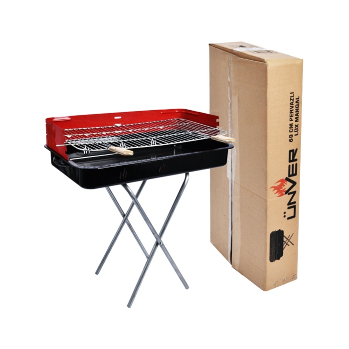 60CM  PERVAZLI PORTATİF AYAKLI MANGAL TEKLİ KUTULU (5343)