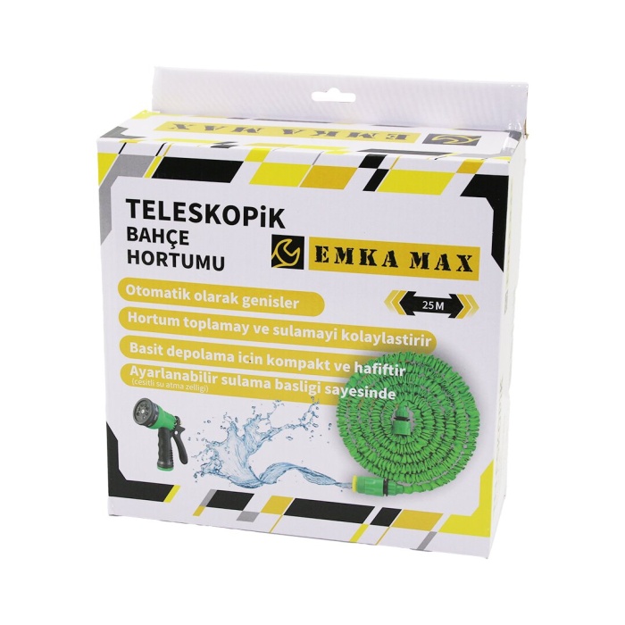 25MT TELESKOPİK UZAYAN BAHÇE HORTUMU 7 FONKSİYON AYARLI TETİKLİ TABANCA (5343)