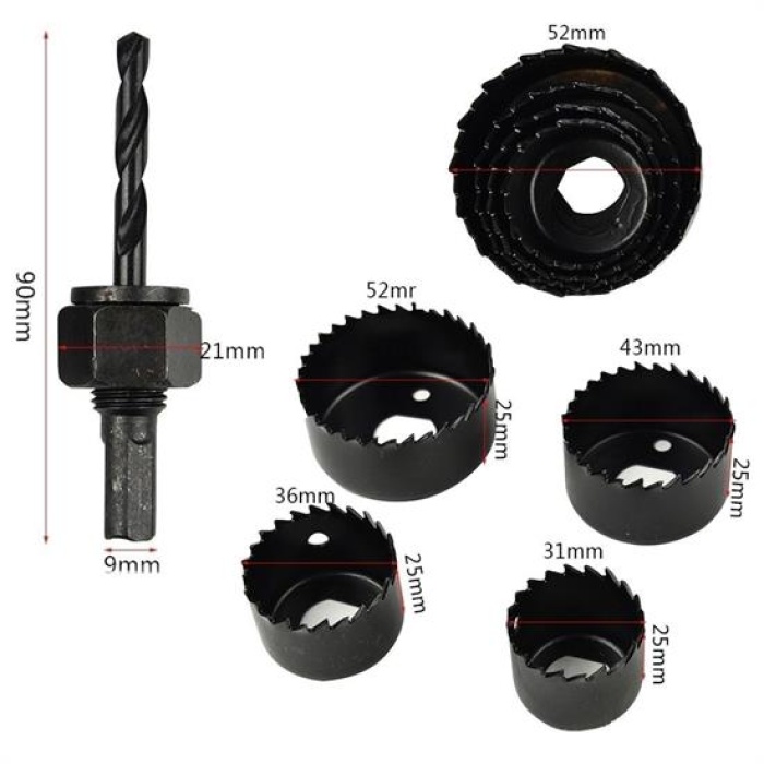 6 Parça Demir Ahşap Alçıpan Delme Buat Açma Seti (5343)