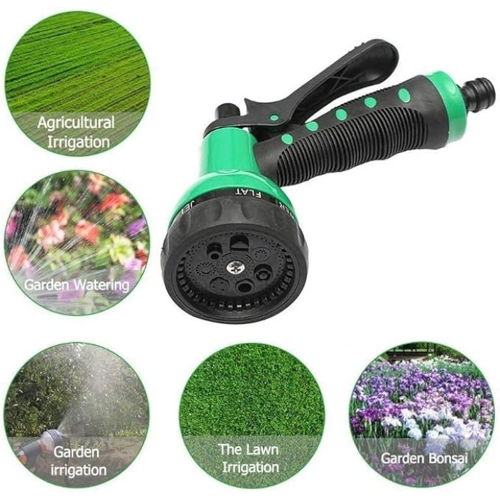 30 Metre Spiral Hortum + 4 Fonksiyonlu Özel Sulama Tabancası (5343)