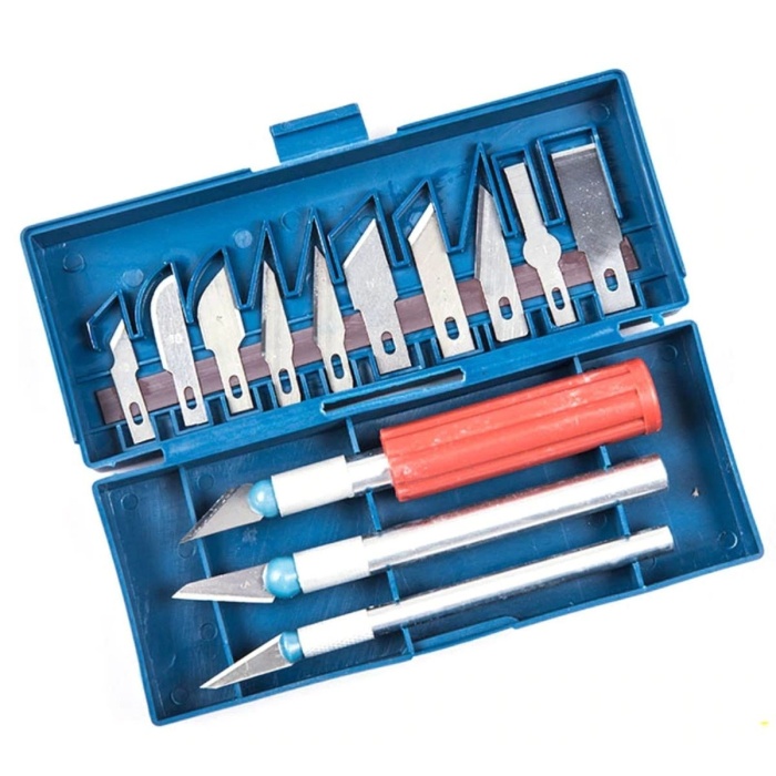 Zanaat 16 Parça Hobi Gravür Ahşap Heykel Çömlek Oyma Şekil Verme 13 Maket Bıçak Neşter Seti (5343)