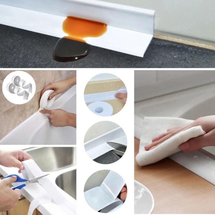 Su Sızdırmaz Banyo Mutfak Lavabo Küvet İzolasyon Şerit Bant,Lavabo Kenar Bandı 3.2 mt x 38 mm (5343)