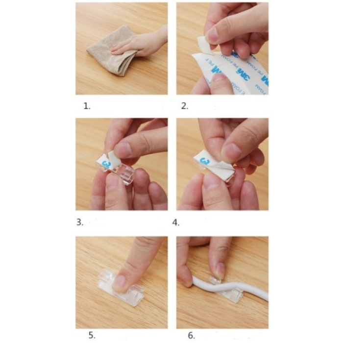 20&amp;apos;li Yapışkanlı Kablo Sabitleyici Şeffaf Klips (5343)