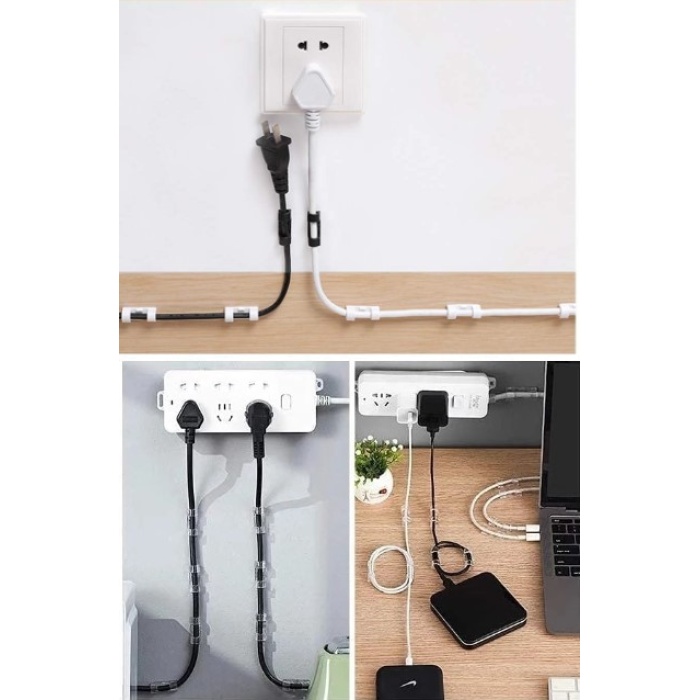 20&amp;apos;li Yapışkanlı Kablo Sabitleyici Şeffaf Klips (5343)