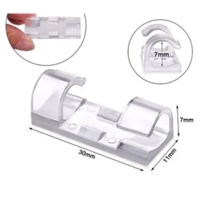 20&amp;apos;li Yapışkanlı Kablo Sabitleyici Şeffaf Klips (5343)