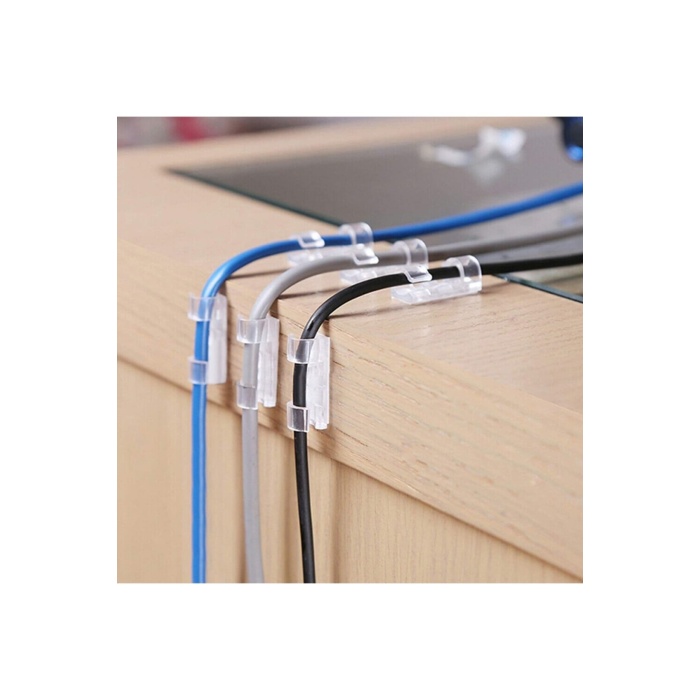 Kablo Sabitleyici Klipsler 20 Adet Kablo Düzenleyici Duvar Fayans Cam Kablo Tutucu Yapışkanlı Klips (5343)