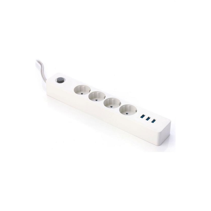 Termak Akım Korumalı 4 Priz 3 USB Girişli Uzatma Kablosu Güç ve Şarj SİYAH RENK GÖNDERİLİR (5343)