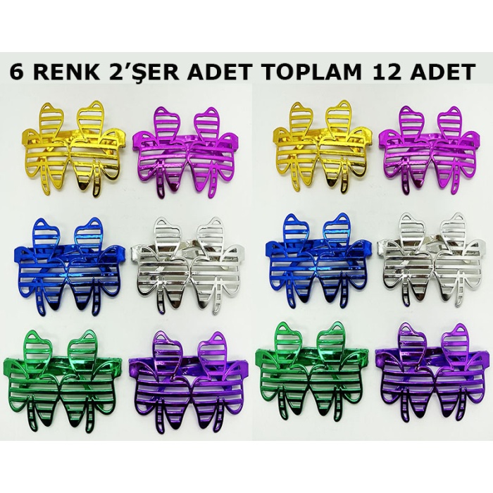 Vegas Casino Kupa Sinek Temalı Parti Gözlüğü 6 Renk 12 Adet (5343)