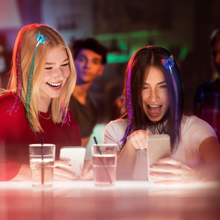 Led Fiber Optik Işıklı Kelebek Saç Klipsi 1 Adet (5343)