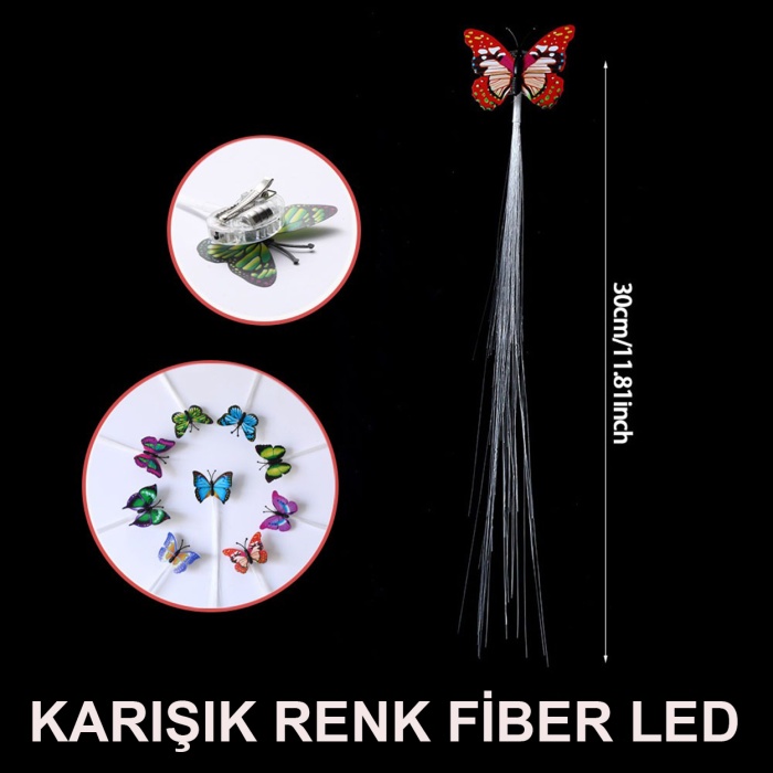 Led Fiber Optik Işıklı Kelebek Saç Klipsi 1 Adet (5343)