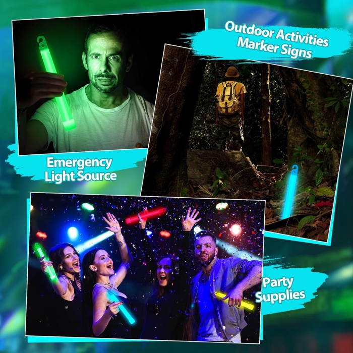 Karanlıkta Yanan Asılabilir ip Aparatlı Glow Kolye Glow Lamba 6 Adet 6 Renk 15 cm (5343)