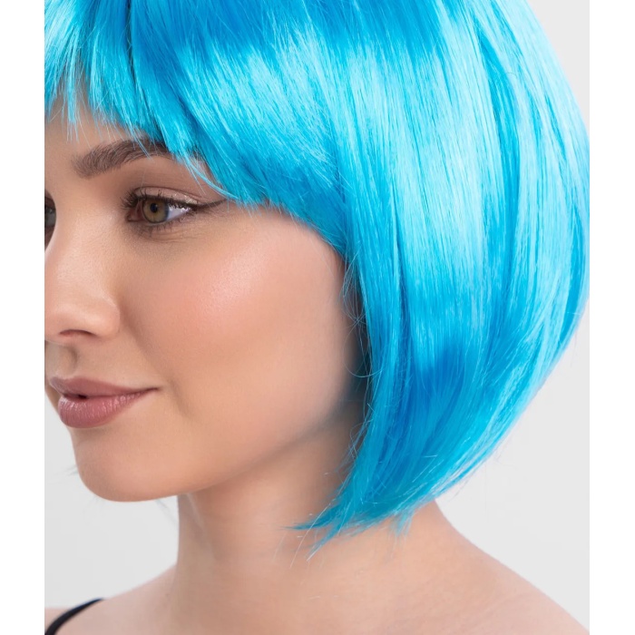 Turkuaz Renk Parti Peruğu Küt Saç (5343)