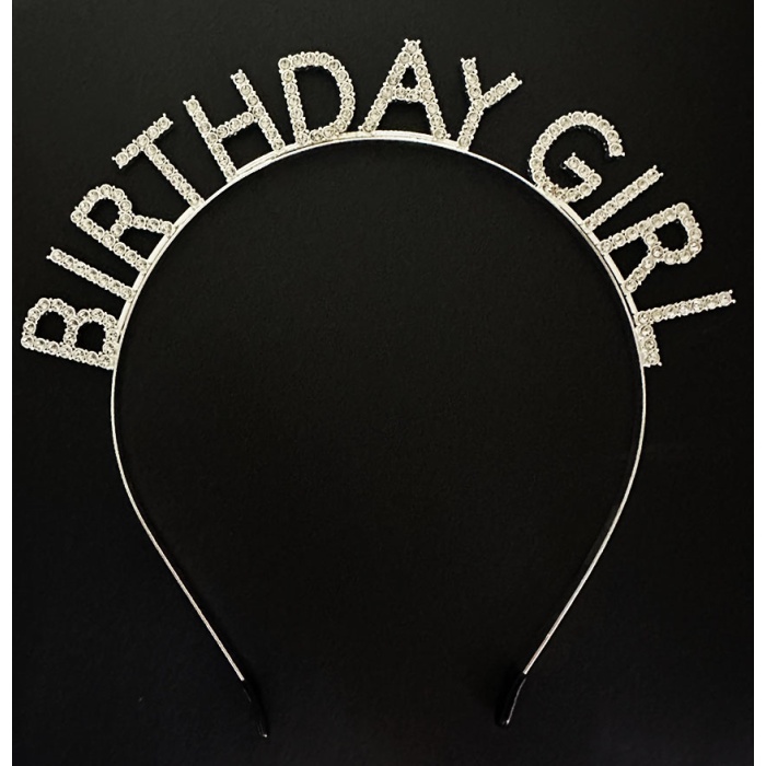 Gümüş Kristal Taşlı Birthday Girl Doğum Günü Tacı İthal Ürün A Kalite 17x16 cm (5343)