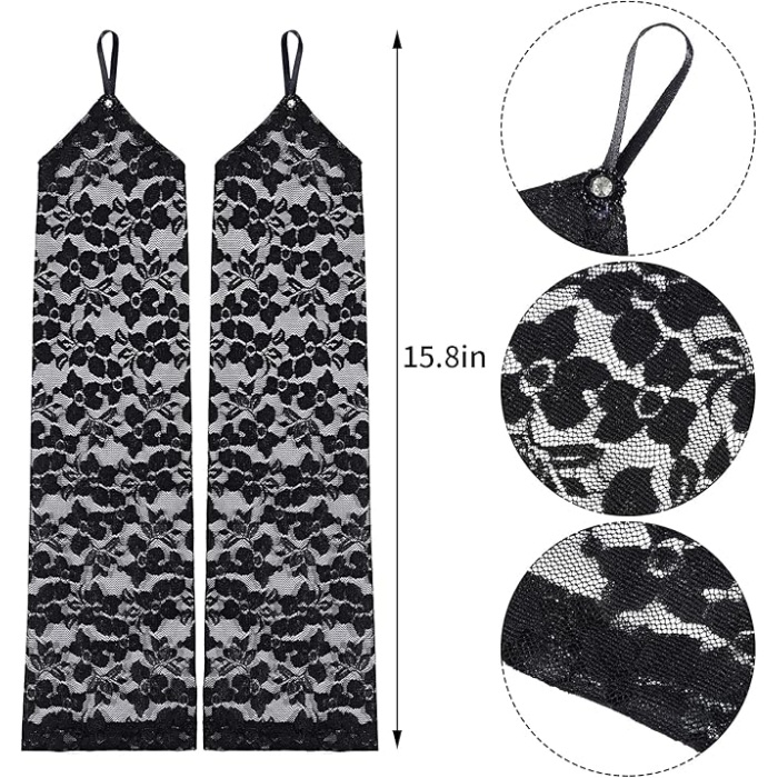 Parmak Askılı Zarif Gece Şıklığı Dantel Eldiven 40 cm (5343)