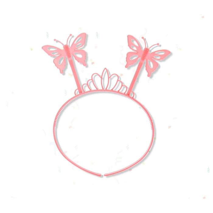 Toz Pembe Renk Kelebek Kanadı Tacı ve Sopası 50x37 cm (5343)