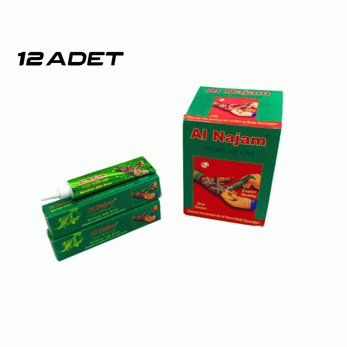 12 ADET AL NAJAM KIRMIZI TÜP KINA 30GR (5343)