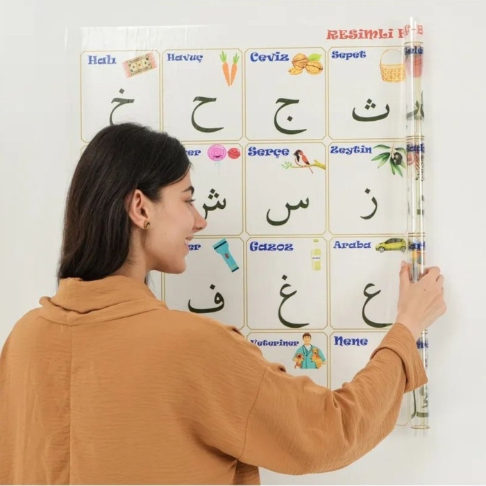 100x150 cm Statik Kağıt Elif-Ba Öğrenme Tahtası (5343)