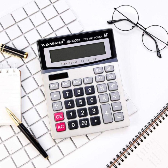 12 Haneli Geniş LCD Ekran, Pilli Büyük Düğmeli Hesap Makinesi (5343)