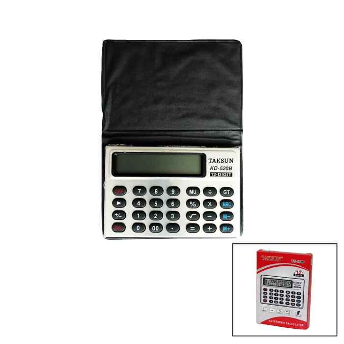 12 HANELİ MİNİ CEP - KILIFLI HESAP MAKİNESİ6.6X1.9X9.3CM TS-520B (5343)