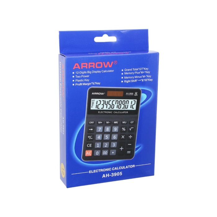 12 HANELİ  HESAP MAKİNESİ  GÜNEŞ ENERJİLİ - PİLLİ   17.5 X 12.5 X 1.7CM   170GR (5343)