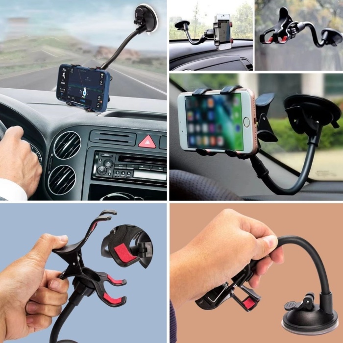 Akrobat Cama Sabitlenen Güçlü Vakumlu 360 Derece Dönen Tüm Modellere Uyan Oto Telefon Tutucu (5343)