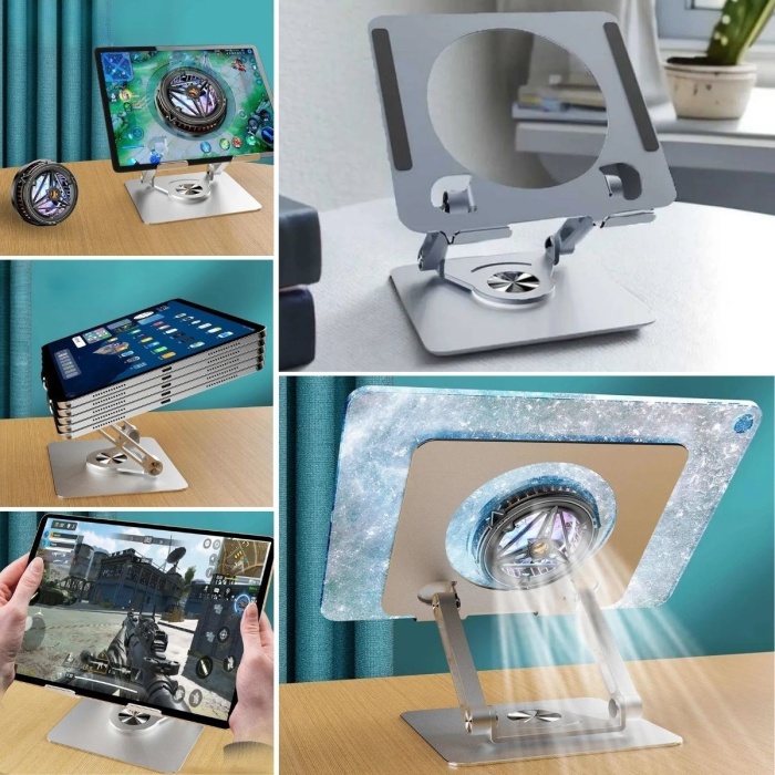 360 Derece Dönebilen Yükseltilmiş Masaüstü Ayarlanabilir  Metal Tablet Standı (5343)