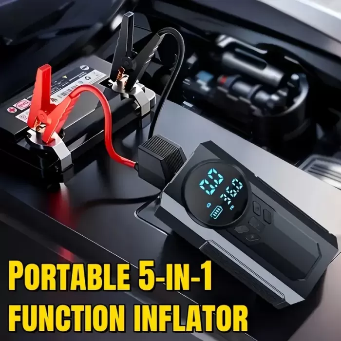 4’ü 1 Arada Lastik Şişirici – Akü Takviyesi – Powerbank – Led Işık (5343)