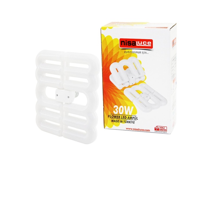 NİSALUCE EAMP-096/B 30W - E27FLOWER KATLANIR- 4B ŞEKİL16X21CMBEYAZ LED LAMBA AMPUL 2700LÜMEN- 6500K (5343)