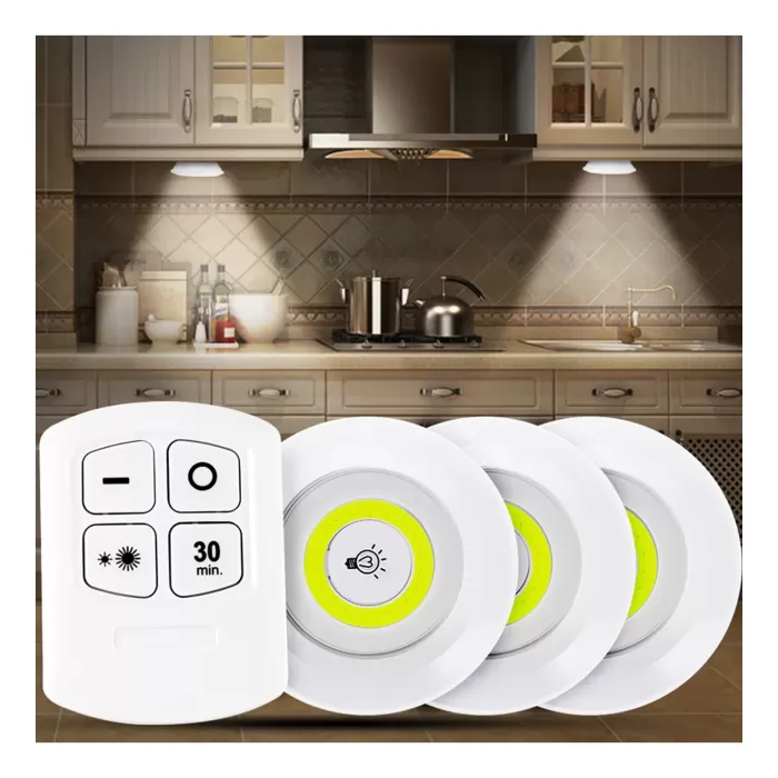 Uzaktan Kumandalı Yapışkanlı 3’lü Led Spot Lamba (5343)