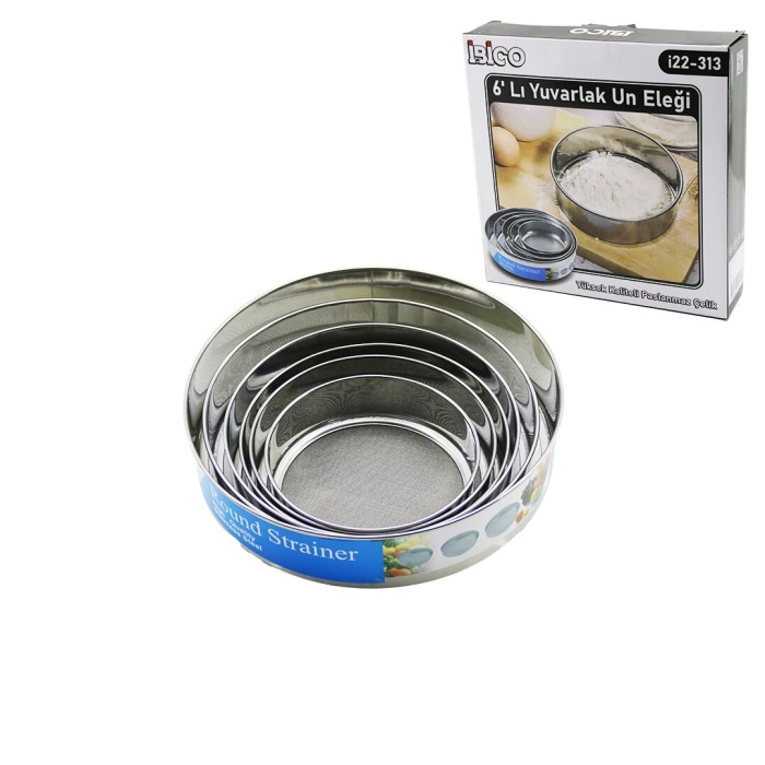 RAUND STRAİNER 6PCS METAL UN ELEK SETİ 15-17.5-19-20.5-24-27CM (5343)