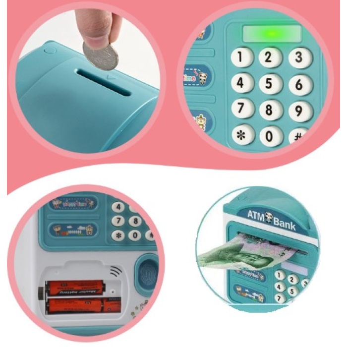Parmak İzi Görünümlü Elektronik Şifreli Otomatik Kağıt Para Alan ATM Kumbara (5343)