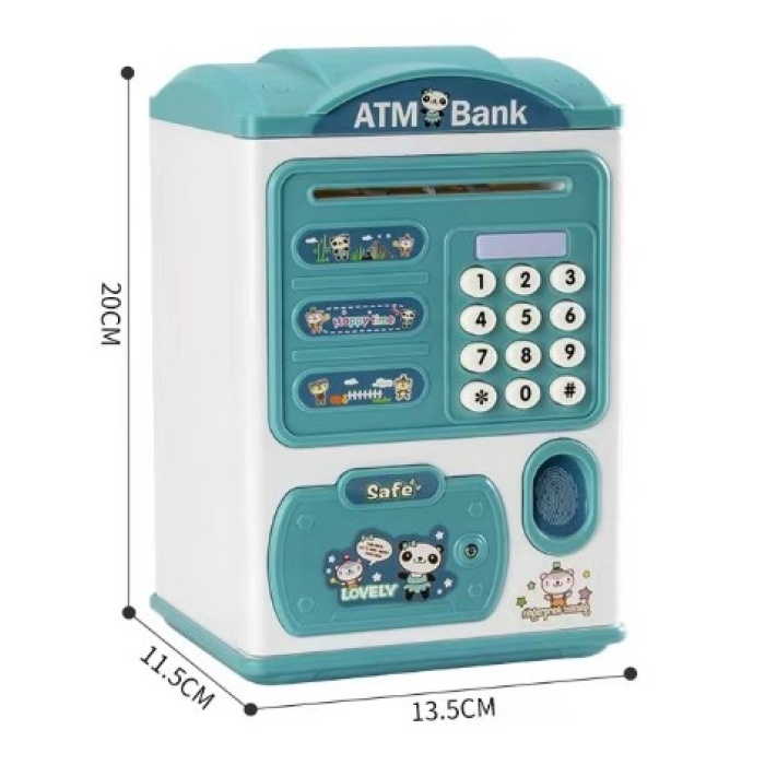 Parmak İzi Görünümlü Elektronik Şifreli Otomatik Kağıt Para Alan ATM Kumbara (5343)