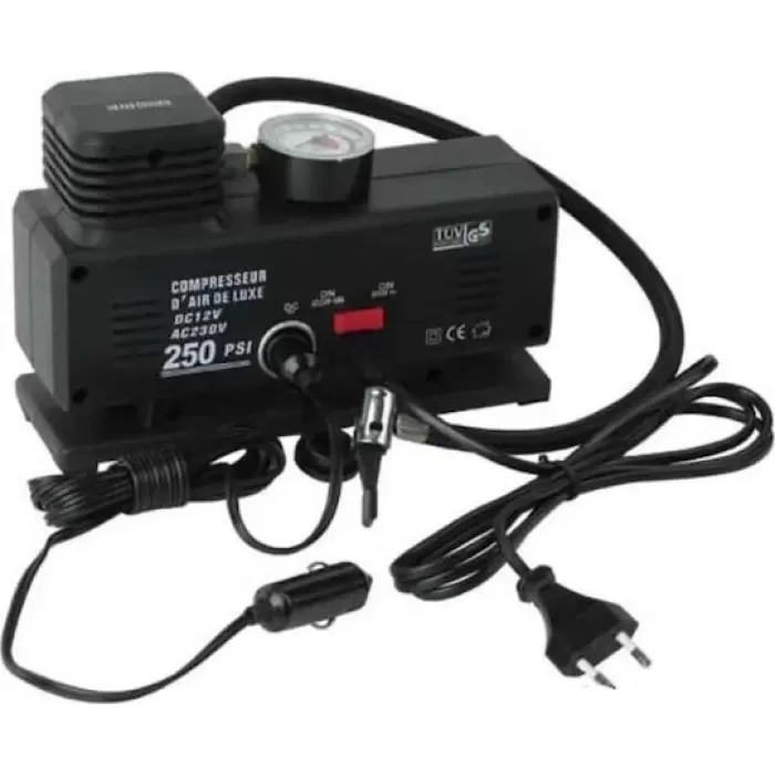 220 Volt-12 Volt 250 Psi Kompresör Lastik Hava Şişirme Oto Pompası Fişli Ve Çakmaklı Yage-843 (5343)