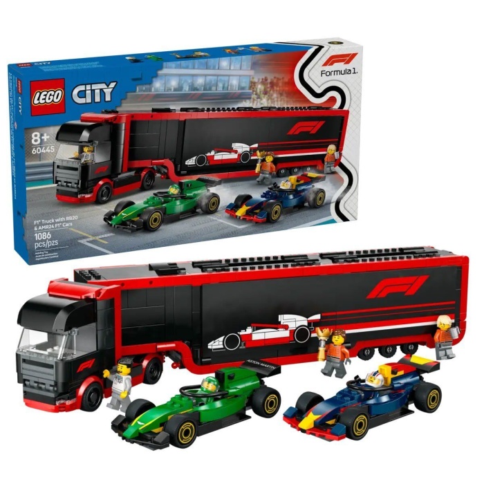 60445 Lego City F1 Tırı ve RB20 ve AMR24 1086 parça +8 yaş