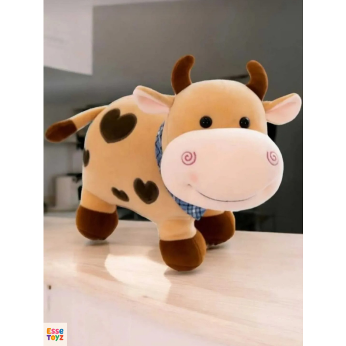 Kalpli Sevimli İnek 30 cm Peluş Uyku Arkadaşı ve Oyuncak Hediyelik