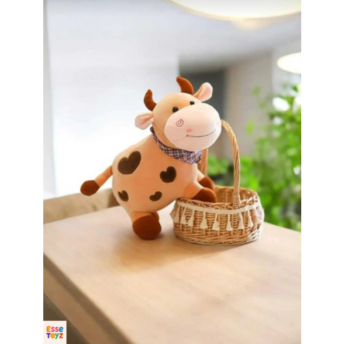 Kalpli Sevimli İnek 30 cm Peluş Uyku Arkadaşı ve Oyuncak Hediyelik