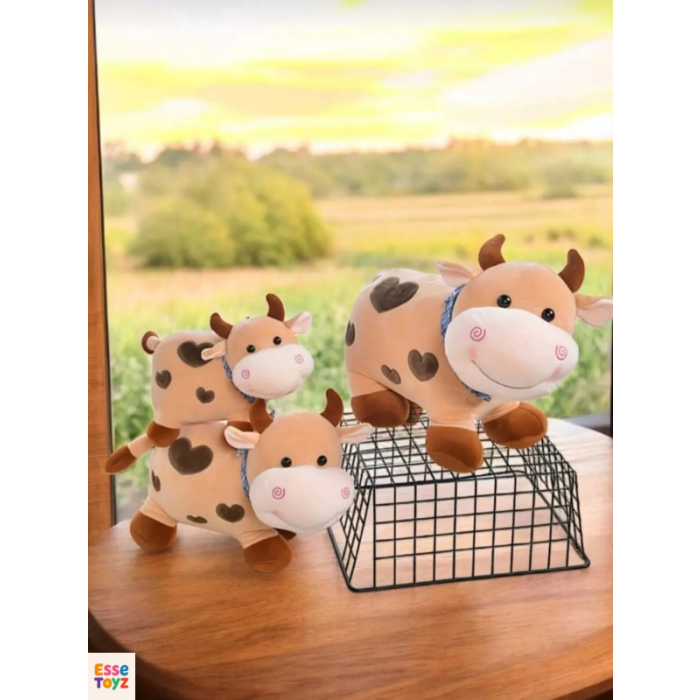 Kalpli Sevimli İnek 30 cm Peluş Uyku Arkadaşı ve Oyuncak Hediyelik